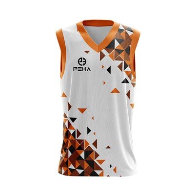 Koszulka koszykarska dla dzieci PEHA Champion biało-pomarańczowa