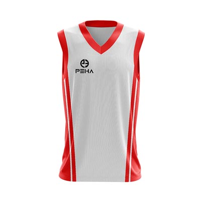Koszulka koszykarska dla dzieci PEHA Ebro biało-czerwona