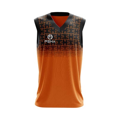 Koszulka koszykarska dla dzieci PEHA Icon czarno-pomarańczowa