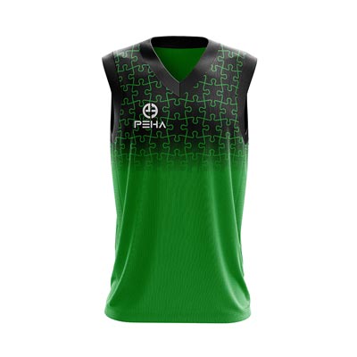 Koszulka koszykarska dla dzieci PEHA Icon czarno-zielona