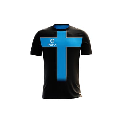 Koszulka piłkarska dla dzieci PEHA Academy czarno-turkusowa