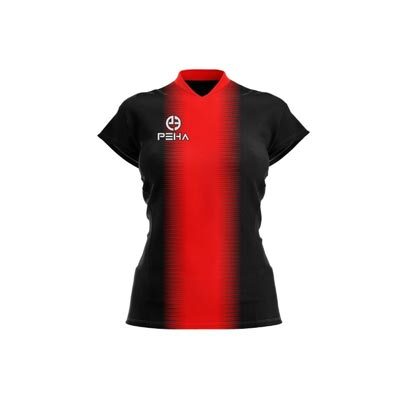 Koszulka siatkarska damska dla dzieci PEHA Delta czarno-czerwona