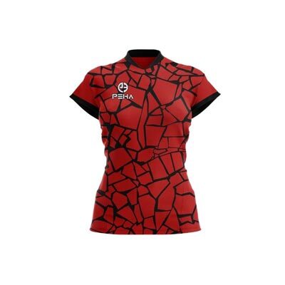 Koszulka siatkarska damska dla dzieci PEHA Etna czerwono-czarna