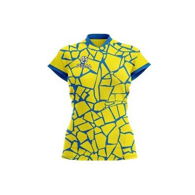 Koszulka siatkarska damska dla dzieci PEHA Etna żółto-niebieska
