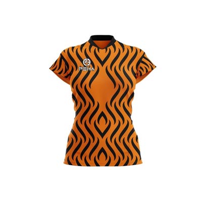 Koszulka siatkarska damska dla dzieci PEHA Honey pomarańczowo-czarna