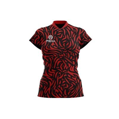 Koszulka siatkarska damska dla dzieci PEHA Hunter czarno-czerwona
