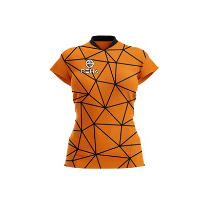 Koszulka siatkarska damska dla dzieci PEHA Magic pomarańczowo-czarna