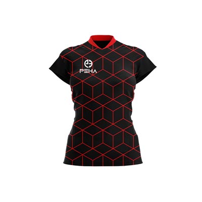 Koszulka siatkarska damska dla dzieci PEHA Mirror czarno-czerwona