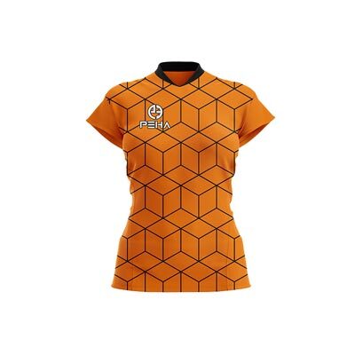 Koszulka siatkarska damska dla dzieci PEHA Mirror pomarańczowo-czarna