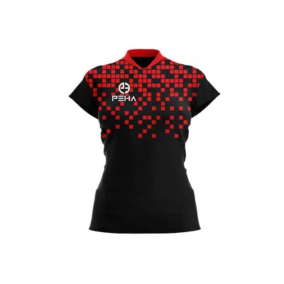 Koszulka siatkarska damska dla dzieci PEHA Pixel czarno-czerwona