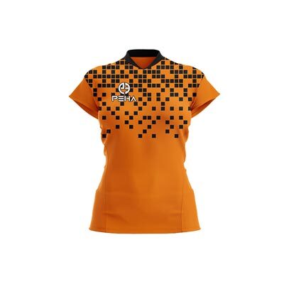 Koszulka siatkarska damska dla dzieci PEHA Pixel pomarańczowo-czarna