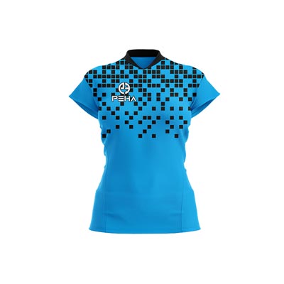 Koszulka siatkarska damska dla dzieci PEHA Pixel turkusowo-czarna