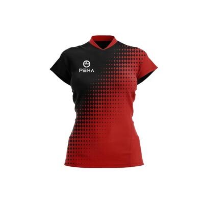 Koszulka siatkarska damska dla dzieci PEHA Roca czarno-czerwona