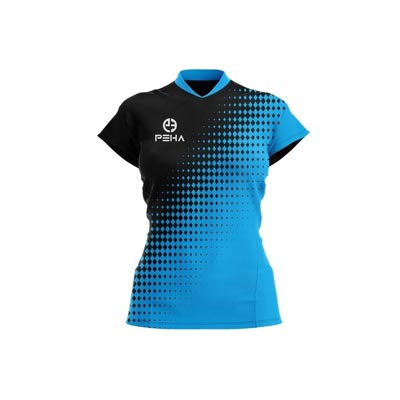 Koszulka siatkarska damska dla dzieci PEHA Roca czarno-turkusowa