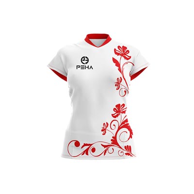 Koszulka siatkarska damska dla dzieci PEHA Rose biało-czerwona