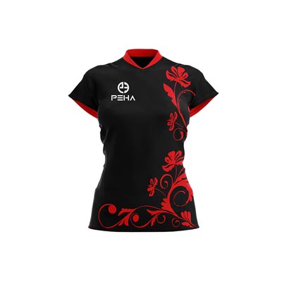 Koszulka siatkarska damska dla dzieci PEHA Rose czarno-czerwona