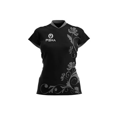 Koszulka siatkarska damska dla dzieci PEHA Rose czarno-szara
