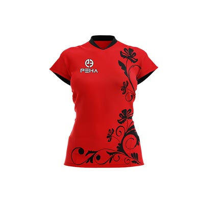 Koszulka siatkarska damska dla dzieci PEHA Rose czerwono-czarna