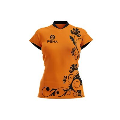 Koszulka siatkarska damska dla dzieci PEHA Rose pomarańczowo-czarna