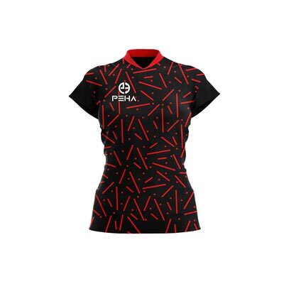 Koszulka siatkarska damska dla dzieci PEHA Star czarno-czerwona