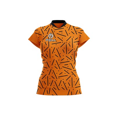Koszulka siatkarska damska dla dzieci PEHA Star pomarańczowo-czarna