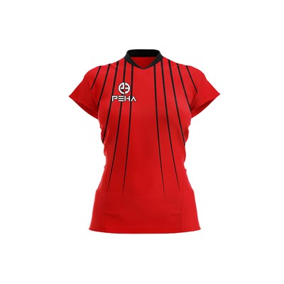 Koszulka siatkarska damska dla dzieci PEHA Vapor czerwono-czarna