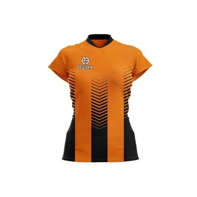 Koszulka siatkarska damska dla dzieci PEHA Vero pomarańczowo-czarna