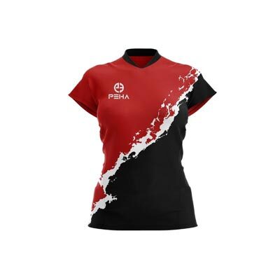 Koszulka siatkarska damska dla dzieci PEHA Wave czerwono-czarna