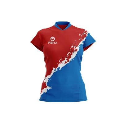 Koszulka siatkarska damska dla dzieci PEHA Wave czerwono-niebieska