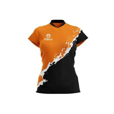 Koszulka siatkarska damska dla dzieci PEHA Wave pomarańczowo-czarna