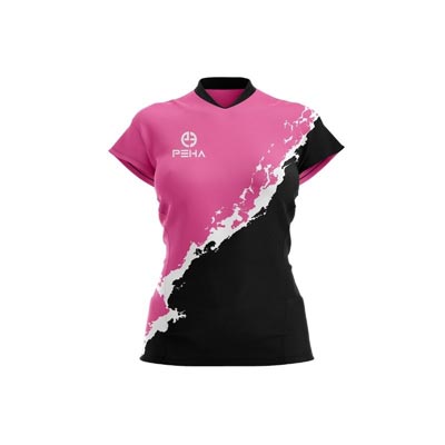 Koszulka siatkarska damska dla dzieci PEHA Wave różowo-czarna