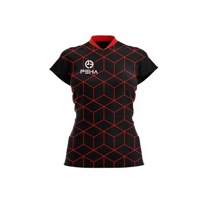 Koszulka siatkarska damska PEHA Mirror czarno-czerwona