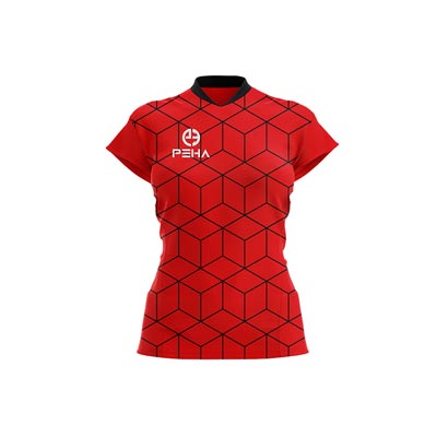 Koszulka siatkarska damska PEHA Mirror czerwono-czarna