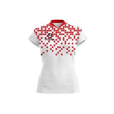 Koszulka siatkarska damska PEHA Pixel biało-czerwona