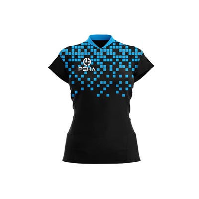 Koszulka siatkarska damska PEHA Pixel czarno-turkusowa