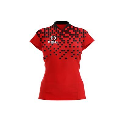Koszulka siatkarska damska PEHA Pixel czerwono-czarna
