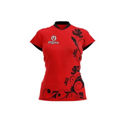 Koszulka siatkarska damska PEHA Rose czerwono-czarna