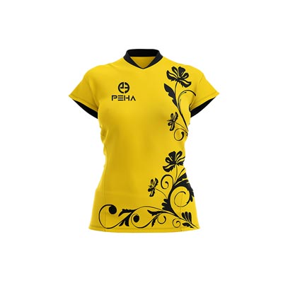 Koszulka siatkarska damska PEHA Rose żółto-czarna