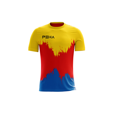 Koszulka piłkarska dla dzieci PEHA Spiro żółto-czerwono-niebieska