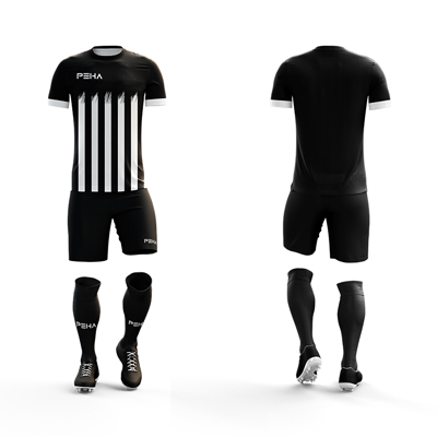 Strój piłkarski dla dzieci PEHA Falco czarno-biały