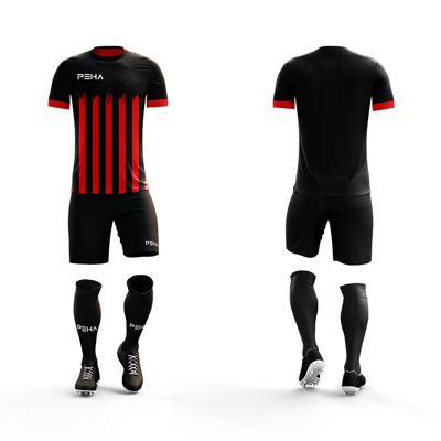 Strój piłkarski dla dzieci PEHA Falco czarno-czerwony