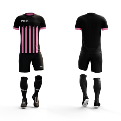 Strój piłkarski dla dzieci PEHA Falco czarno-różowy
