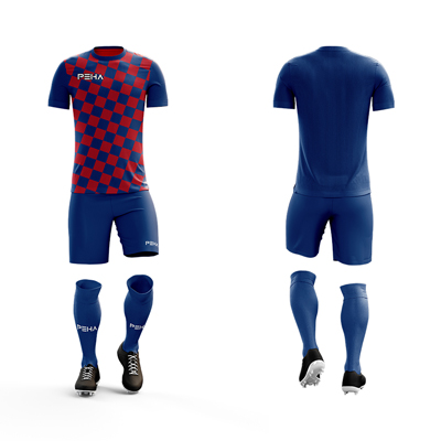 Strój piłkarski dla dzieci PEHA Split granatowo-czerwony