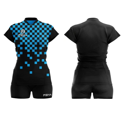 Strój siatkarski damski PEHA Forza czarno-turkusowy