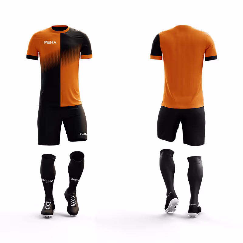 Strój piłkarski dla dzieci PEHA Fusion pomarańczowo-czarny