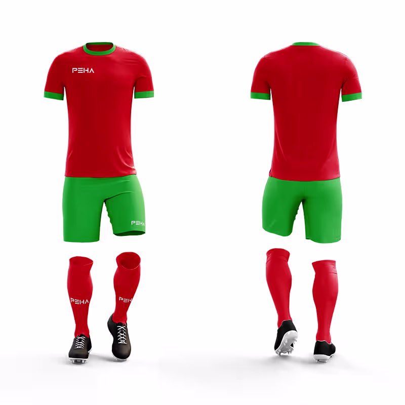 Strój piłkarski dla dzieci PEHA Standard czerwono-zielony